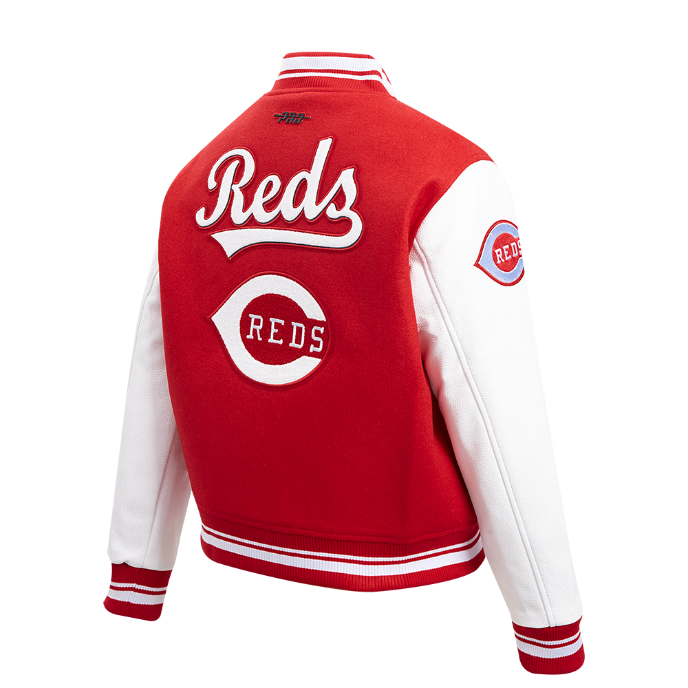 Pro Standard Women's MLB Cincinnati Reds Retro Classic Rib Wool Varsity Jacket - Red - RED Thumbnail View 4
