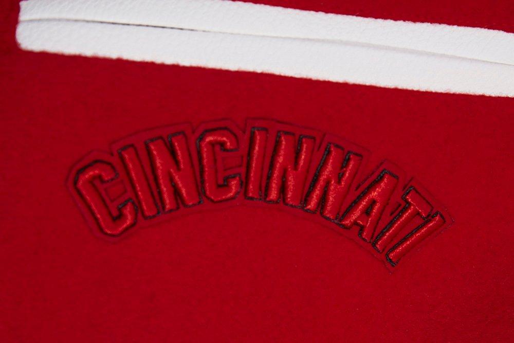 Pro Standard Women's MLB Cincinnati Reds Retro Classic Rib Wool Varsity Jacket - Red - RED Thumbnail View 7