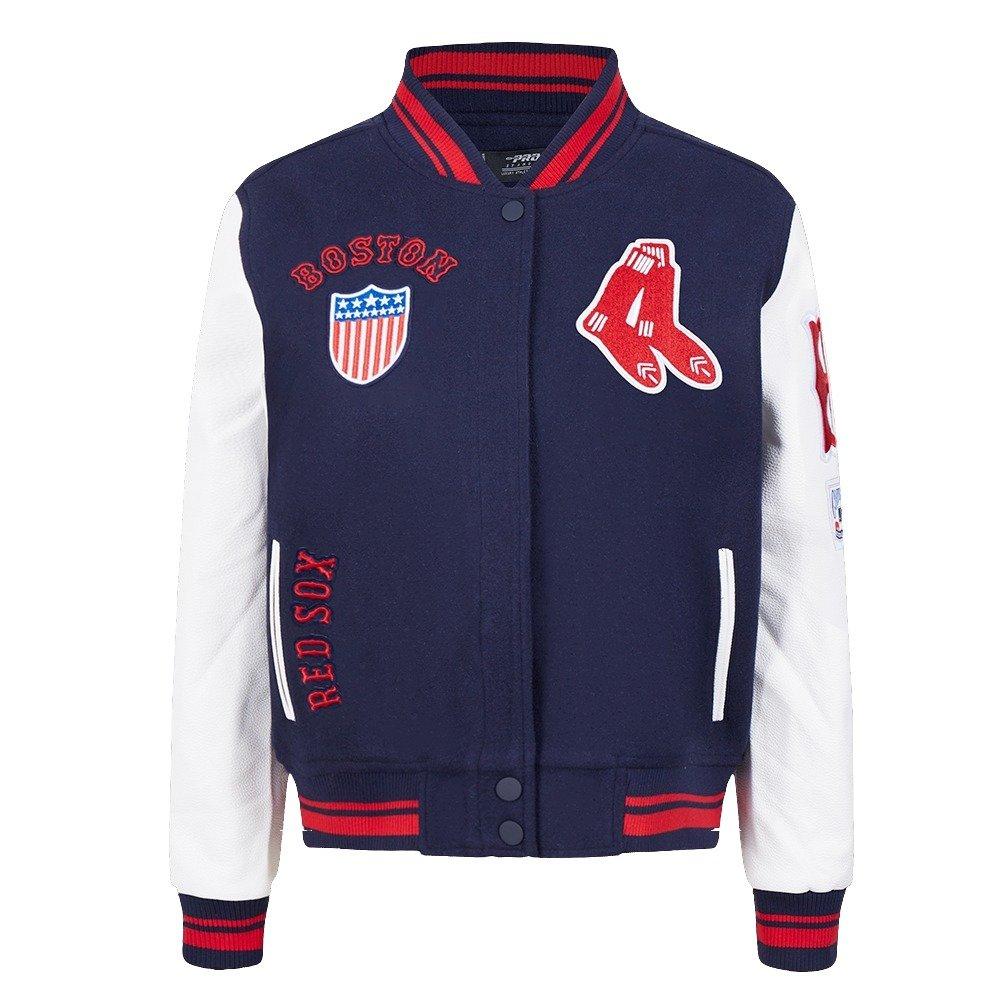 Pro Standard Women's MLB Boston Red Sox Retro Classic Rib Wool Varsity Jacket -Navy/Red - NAVY/RED Thumbnail View 1