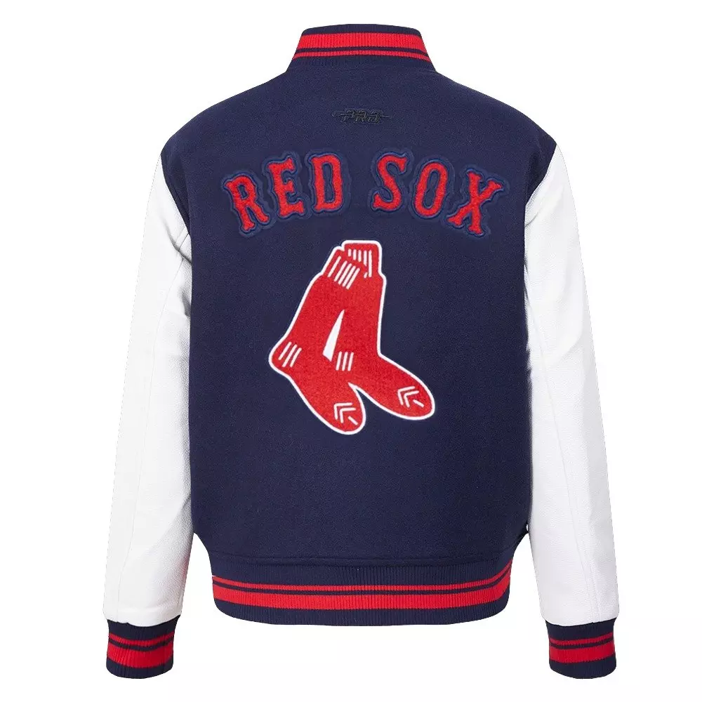 Pro Standard Women's MLB Boston Red Sox Retro Classic Rib Wool Varsity Jacket -Navy/Red - NAVY/RED