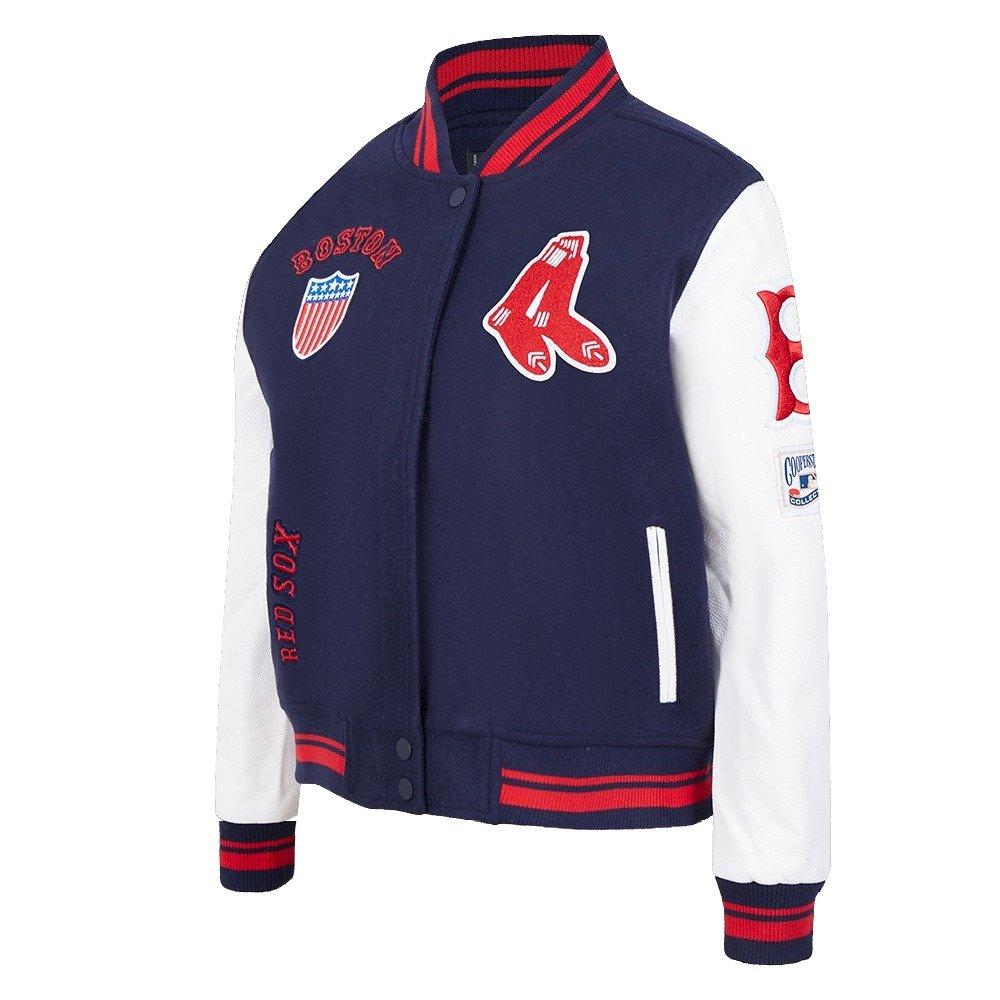 Pro Standard Women's MLB Boston Red Sox Retro Classic Rib Wool Varsity Jacket - Navy/Red - NAVY/RED Thumbnail View 3