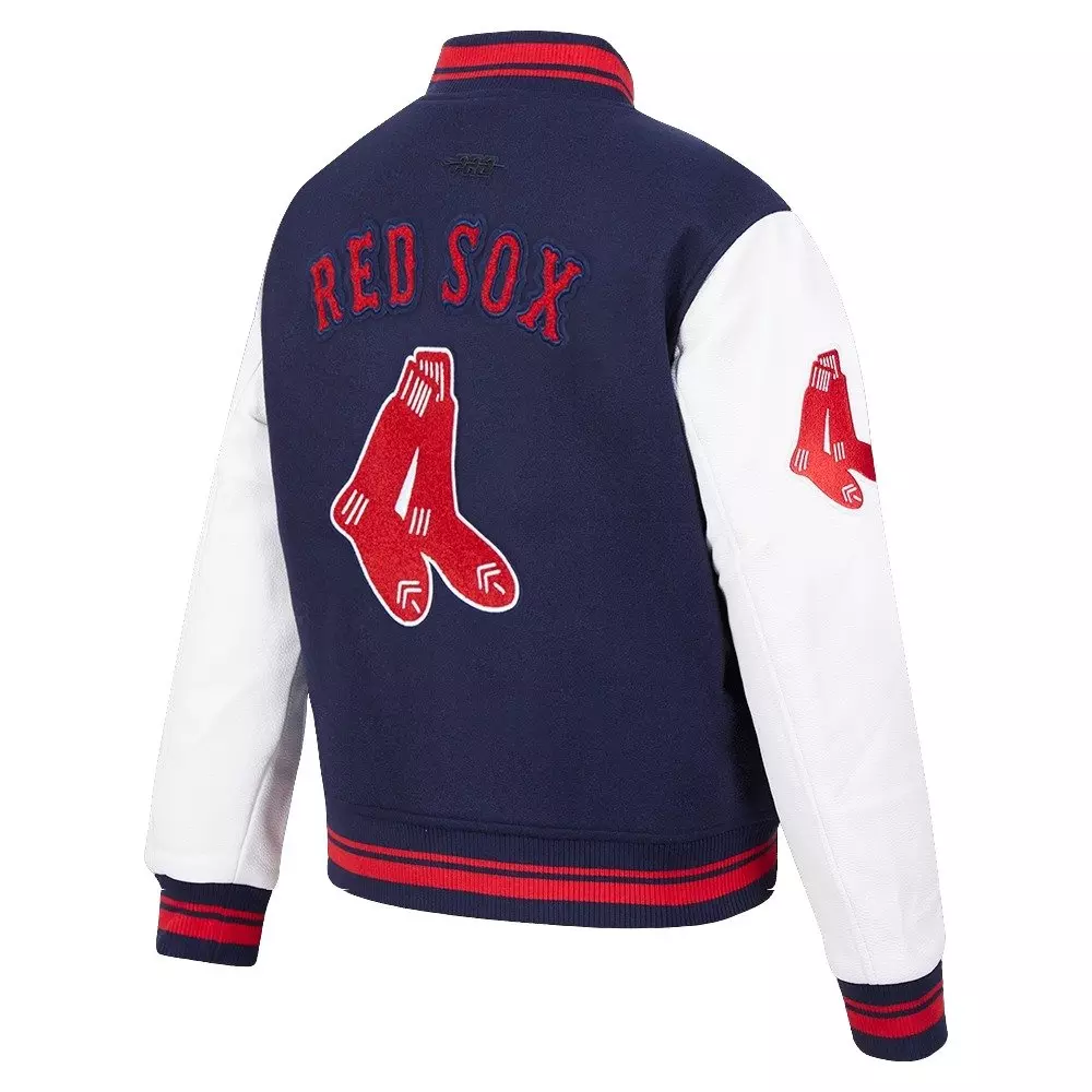 Pro Standard Women's MLB Boston Red Sox Retro Classic Rib Wool Varsity Jacket -Navy/Red - NAVY/RED
