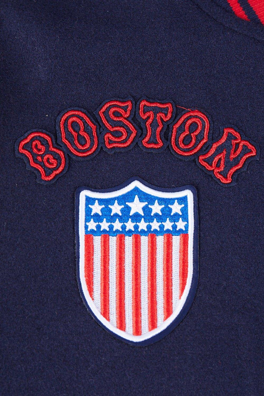 Pro Standard Women's MLB Boston Red Sox Retro Classic Rib Wool Varsity Jacket - Navy/Red - NAVY/RED Thumbnail View 7