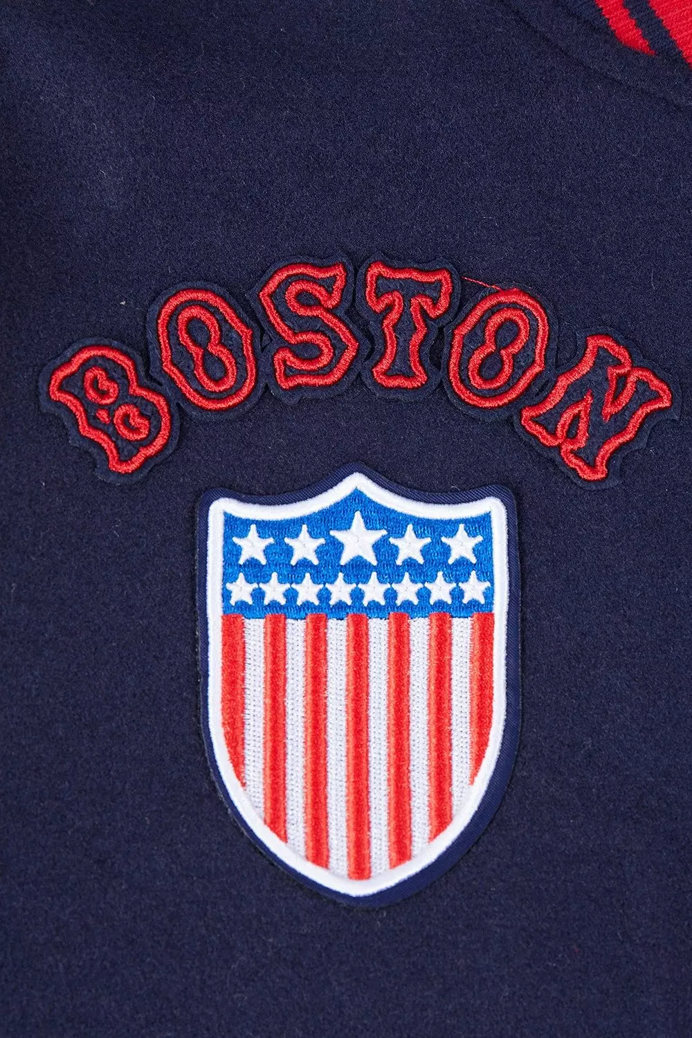Pro Standard Women's MLB Boston Red Sox Retro Classic Rib Wool Varsity Jacket -Navy/Red - NAVY/RED