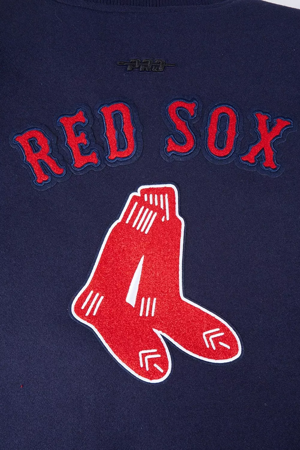 Pro Standard Women's MLB Boston Red Sox Retro Classic Rib Wool Varsity Jacket -Navy/Red - NAVY/RED