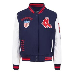Pro Standard Women's MLB Boston Red Sox Retro Classic Rib Wool Varsity Jacket -Navy/Red