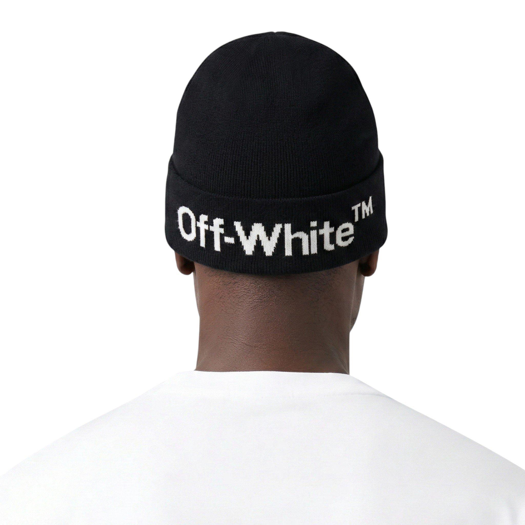 L/AB c/o Off-White Horizontal Contrast Logo Cuff Beanie - Black - BLACK