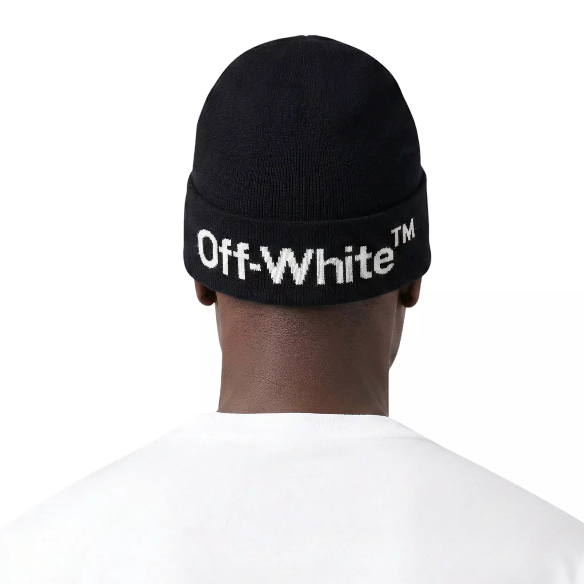 L/AB c/o Off-White Horizontal Contrast Logo Cuff Beanie - Black - BLACK