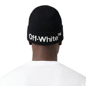 L/AB c/o Off-White Horizontal Contrast Logo Cuff Beanie - Black - BLACK