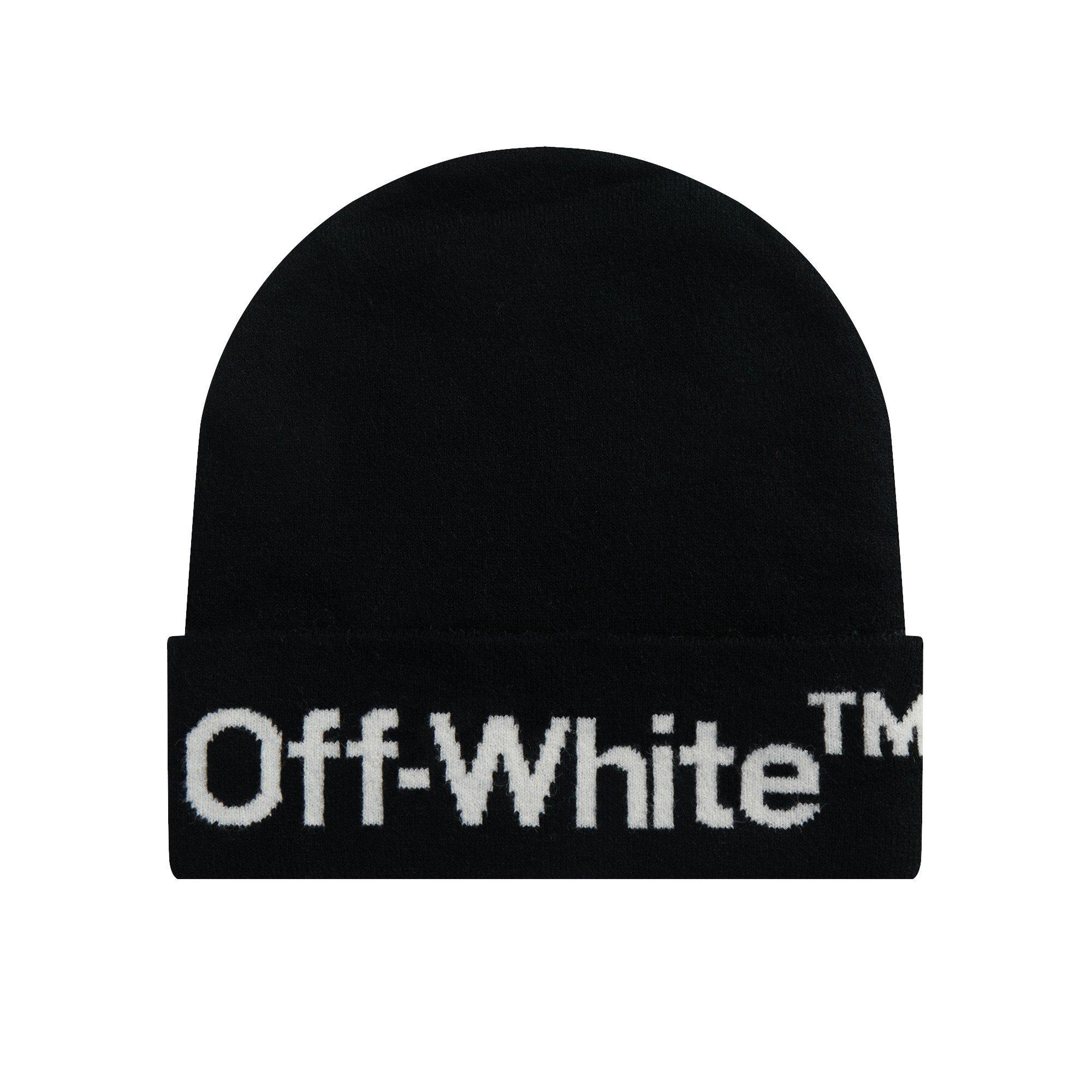 L/AB c/o Off-White Horizontal Contrast Logo Cuff Beanie - Black - BLACK