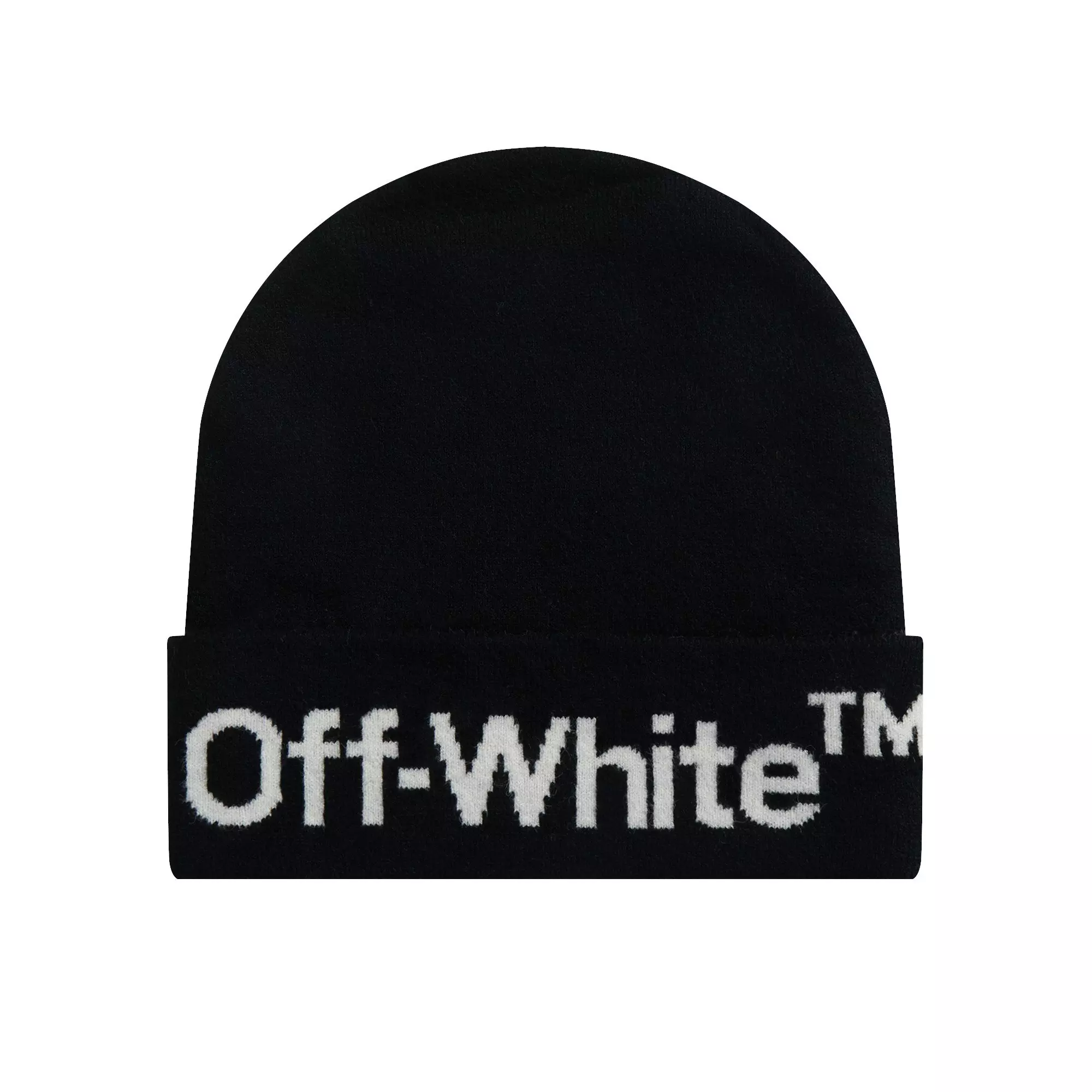 L/AB c/o Off-White Horizontal Contrast Logo Cuff Beanie - Black - BLACK