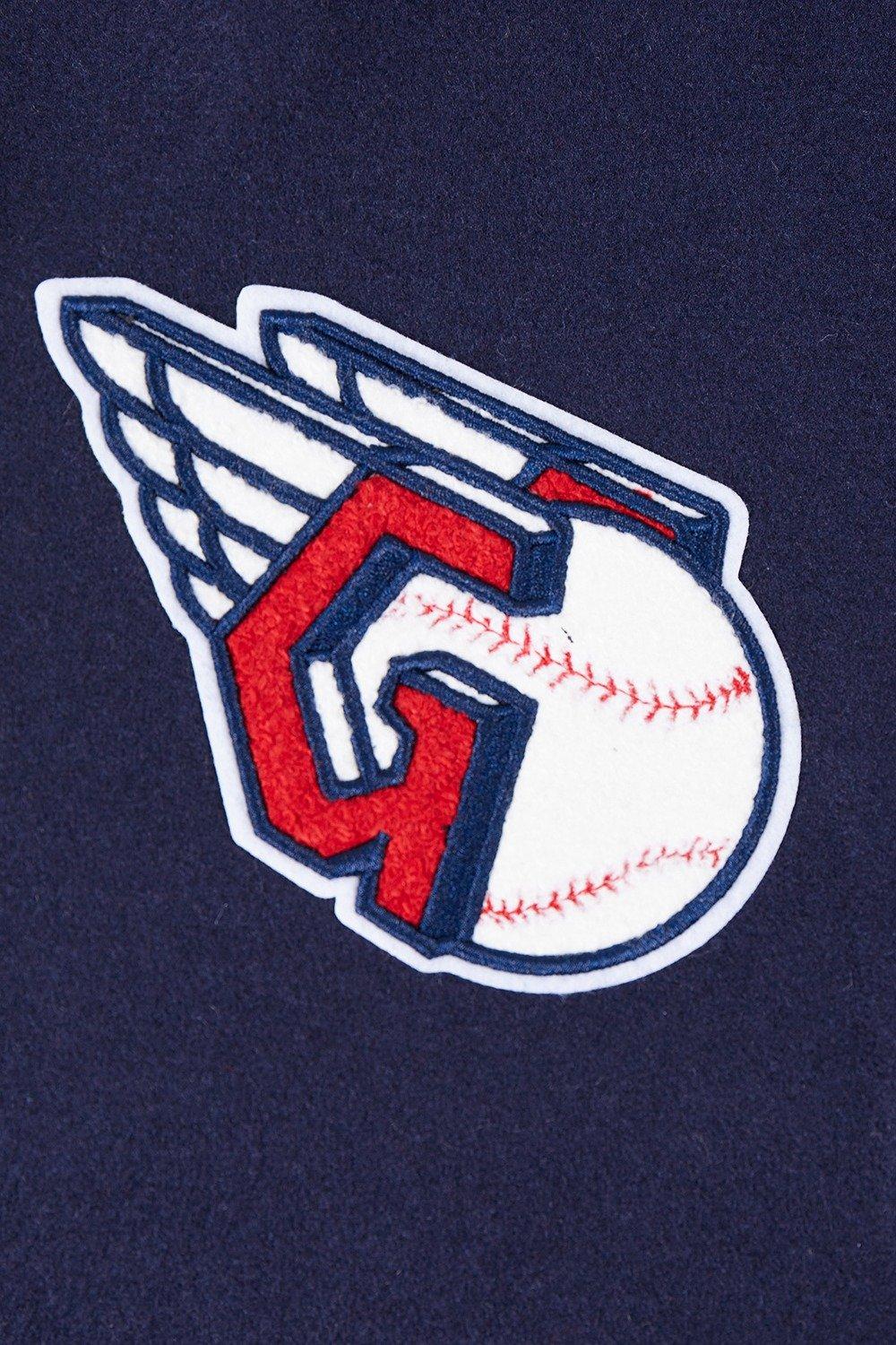 Pro Standard Women's MLB Cleveland Guardians Retro Classic Rib Wool Varsity Jacket -Eggshell/Navy - EGGSHELL/NAVY Thumbnail View 5