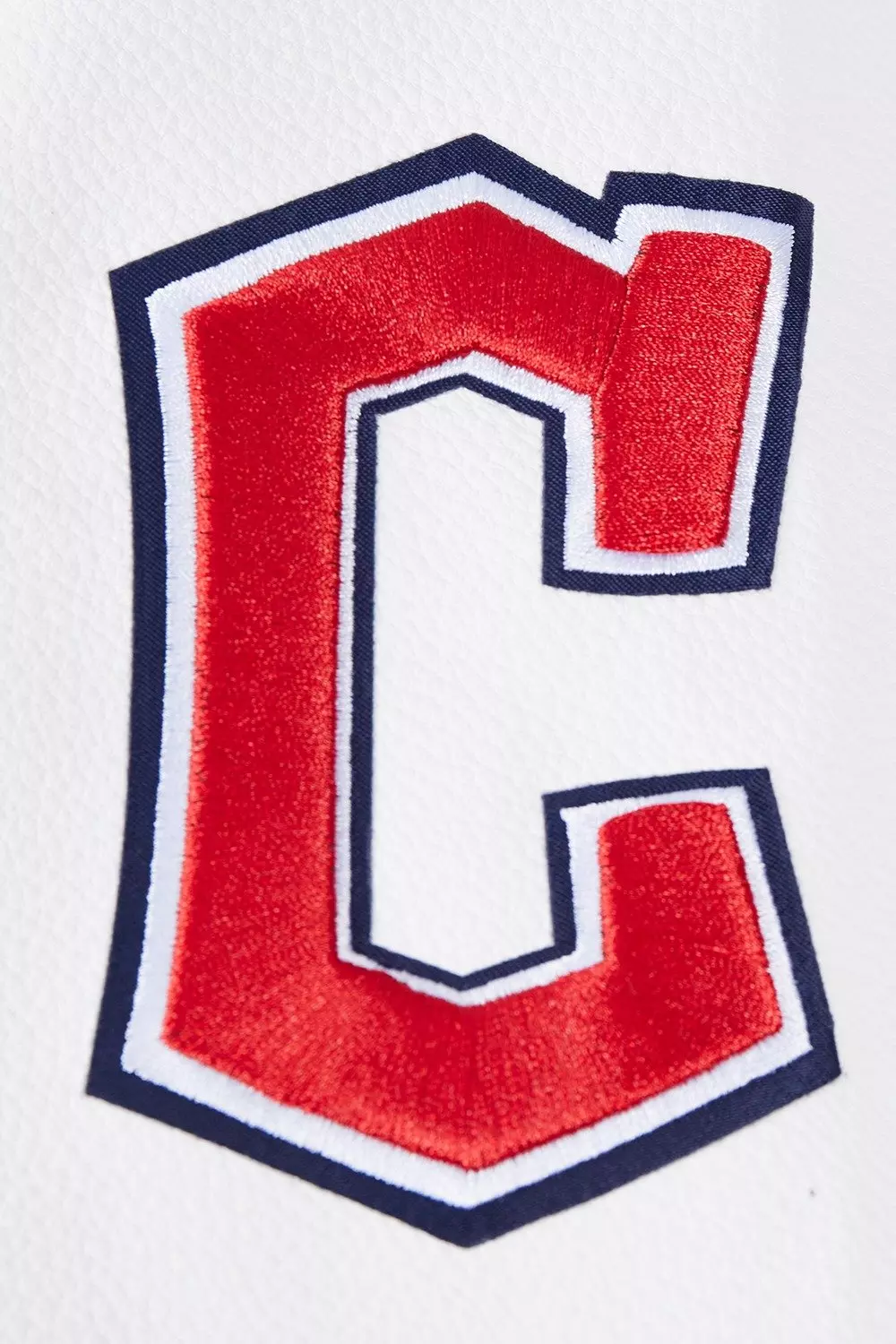 Pro Standard Women's MLB Cleveland Guardians Retro Classic Rib Wool Varsity Jacket -Eggshell/Navy - EGGSHELL/NAVY