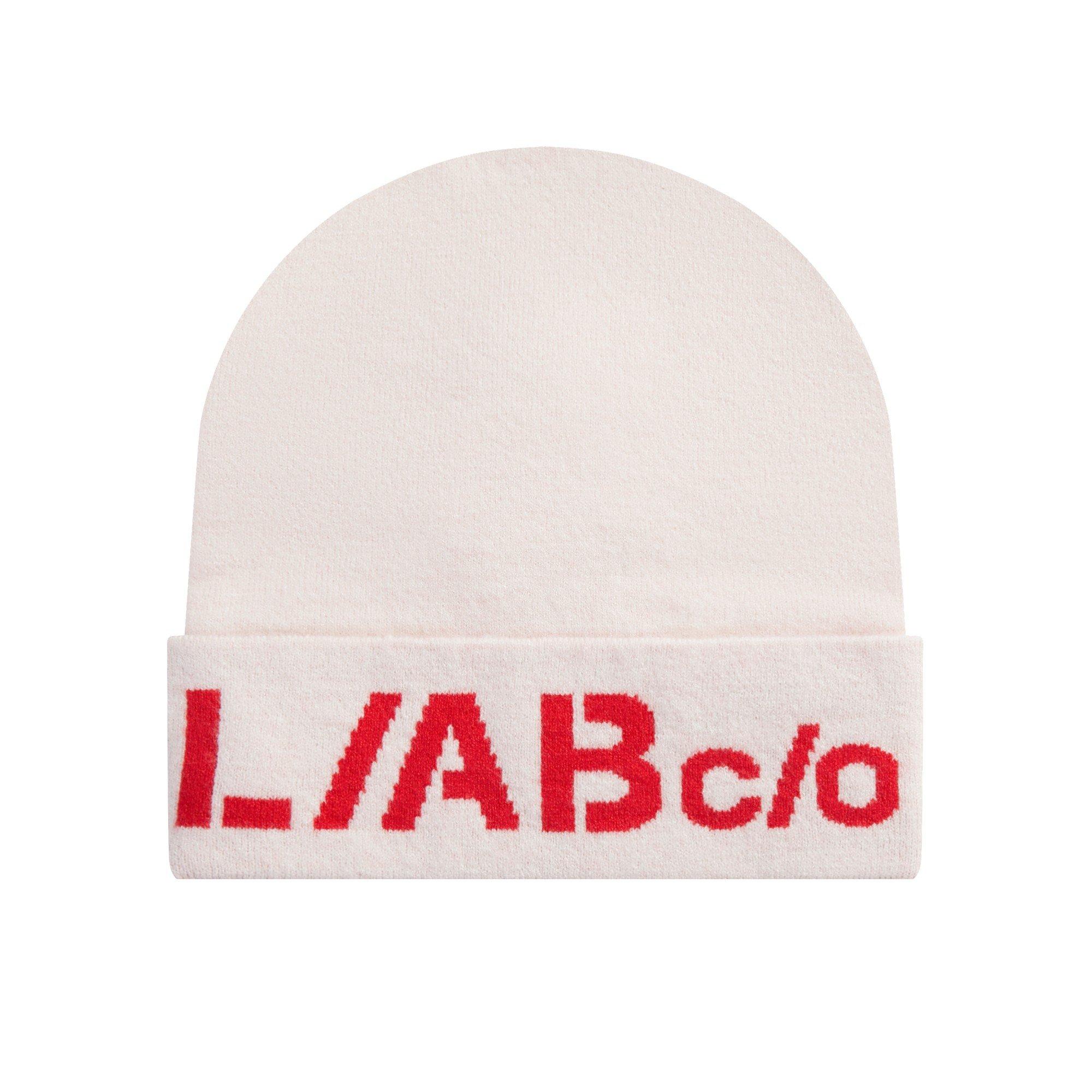 L/AB c/o Off-White Horizontal Contrast Logo Cuff Beanie - Pink - PINK