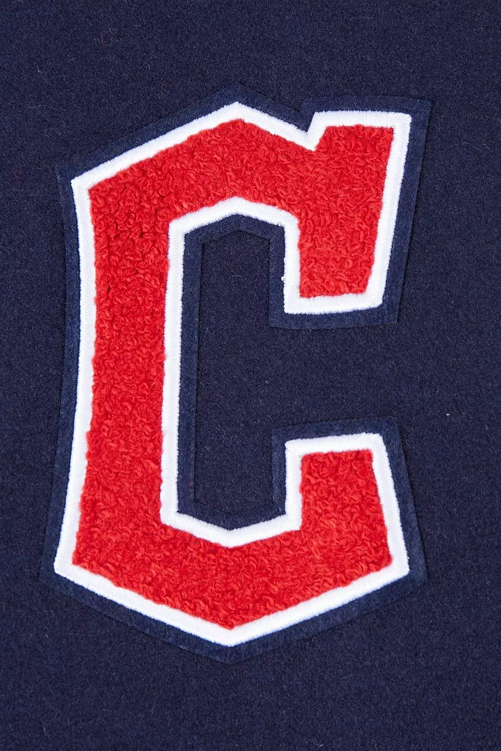 Pro Standard Women's MLB Cleveland Guardians Retro Classic Rib Wool Varsity Jacket  - Navy/Red - NAVY/RED