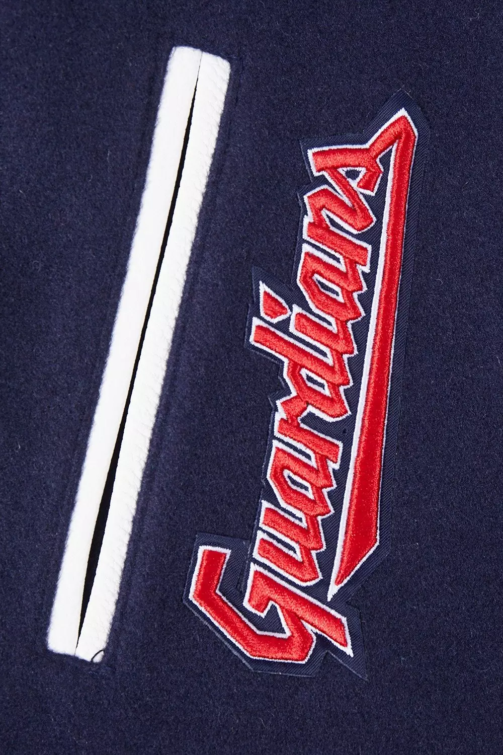 Pro Standard Women's MLB Cleveland Guardians Retro Classic Rib Wool Varsity Jacket  - Navy/Red - NAVY/RED