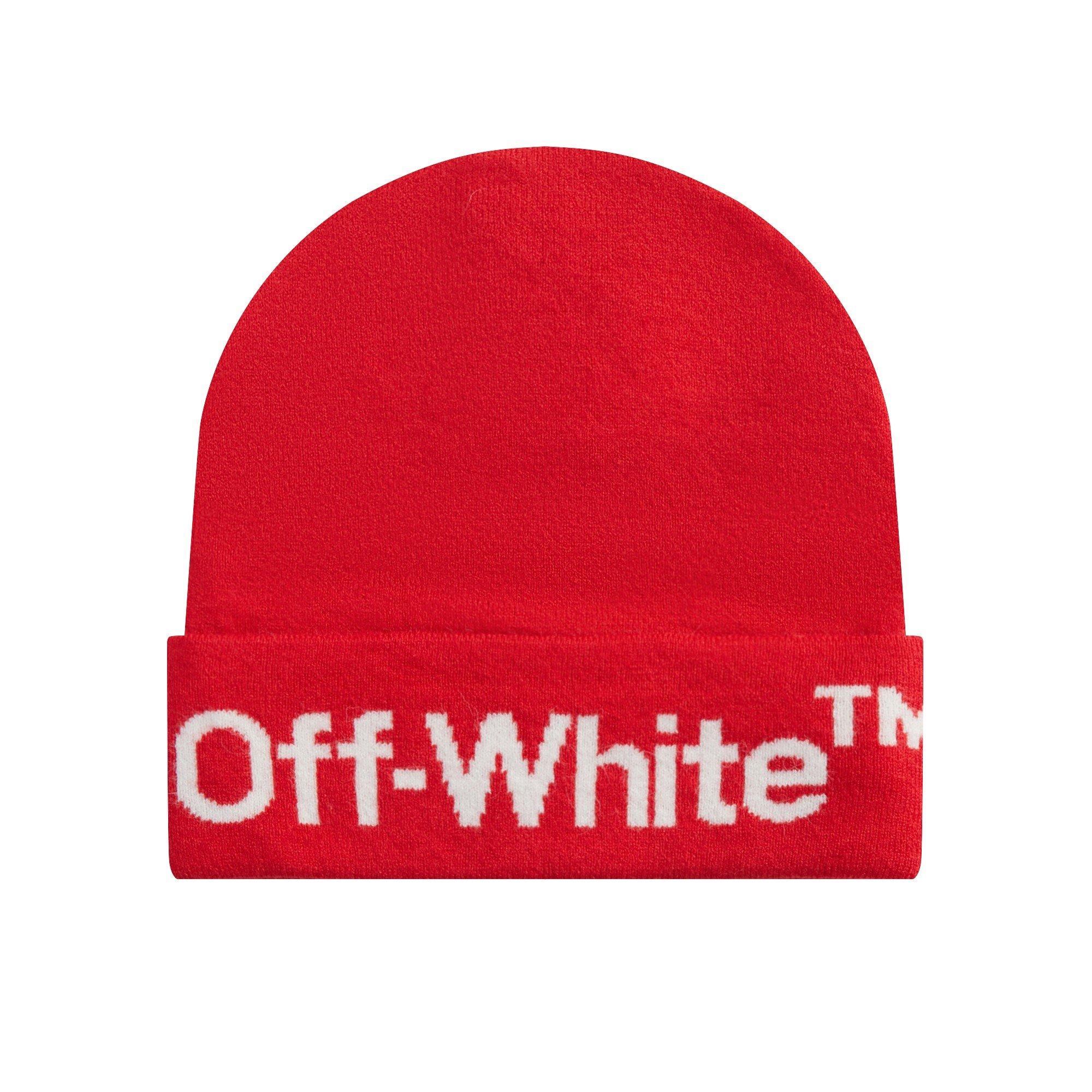 L/AB c/o Off-White Horizontal Contrast Logo Cuff Beanie - Red - RED