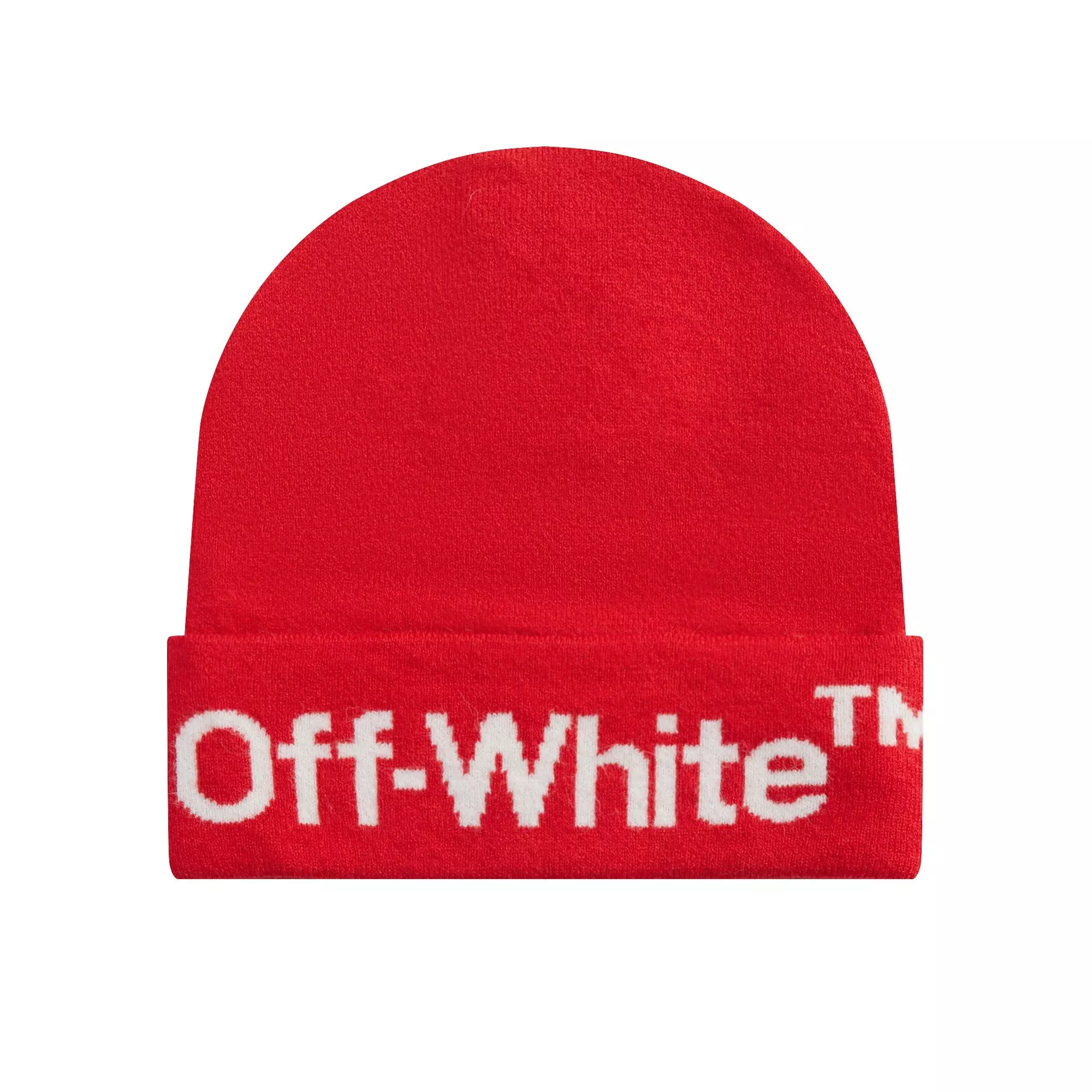 L/AB c/o Off-White Horizontal Contrast Logo Cuff Beanie - Red - RED