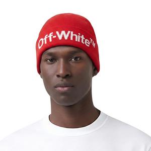 L/AB c/o Off-White Horizontal Contrast Logo Cuff Beanie - Red - RED