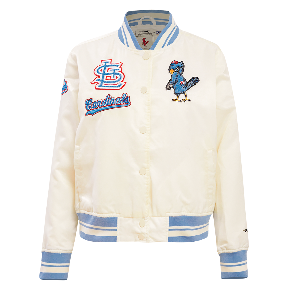 Pro Standard Women's St. Louis Cardinals Retro Classic Rib Satin Jacket - Eggshell - EGGSHELL Thumbnail View 1