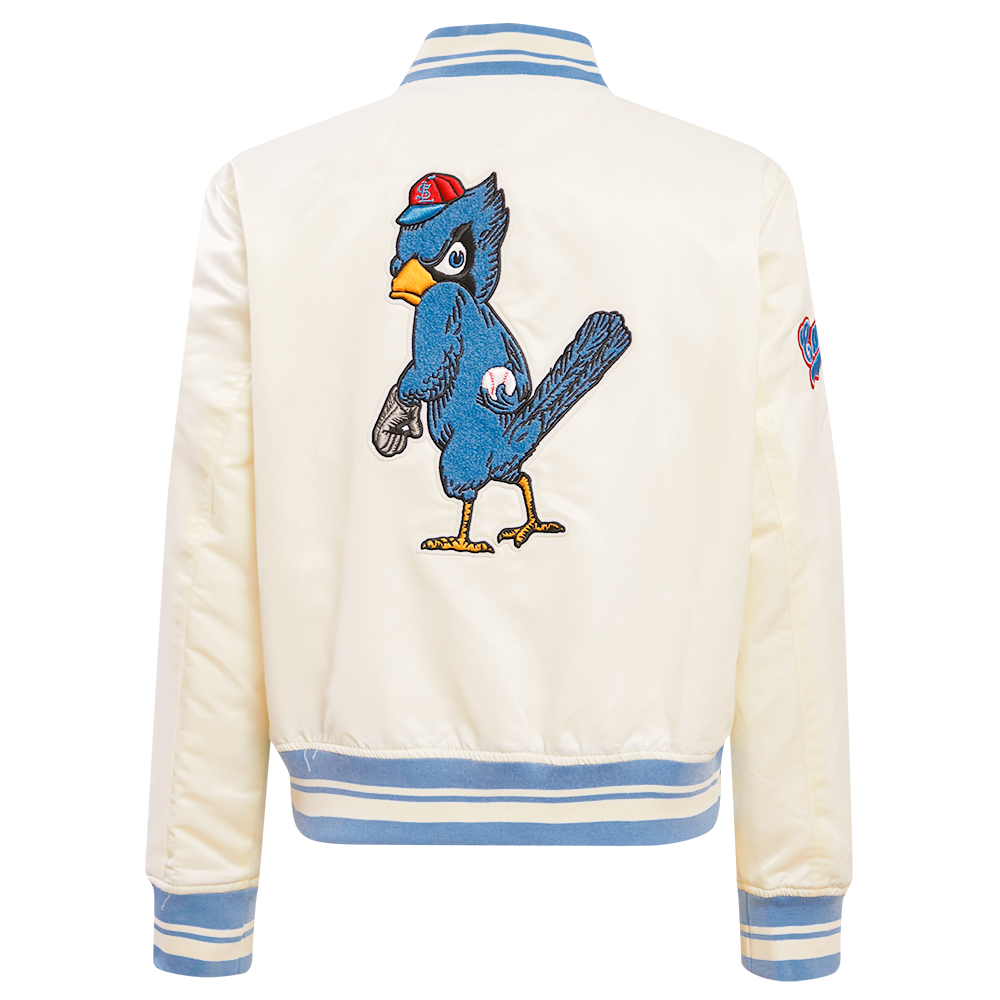 Pro Standard Women's St. Louis Cardinals Retro Classic Rib Satin Jacket - Eggshell - EGGSHELL Thumbnail View 2