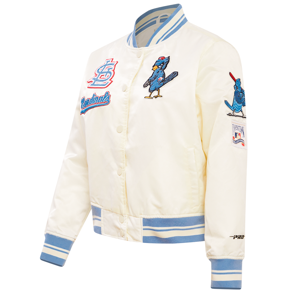 Pro Standard Women's St. Louis Cardinals Retro Classic Rib Satin Jacket - Eggshell - EGGSHELL Thumbnail View 3