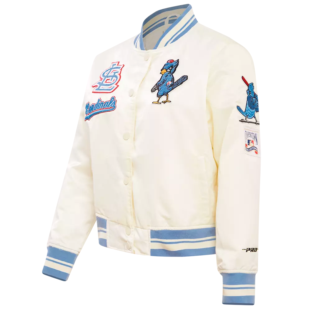 Pro Standard Women's St. Louis Cardinals Retro Classic Rib Satin Jacket - Eggshell - EGGSHELL