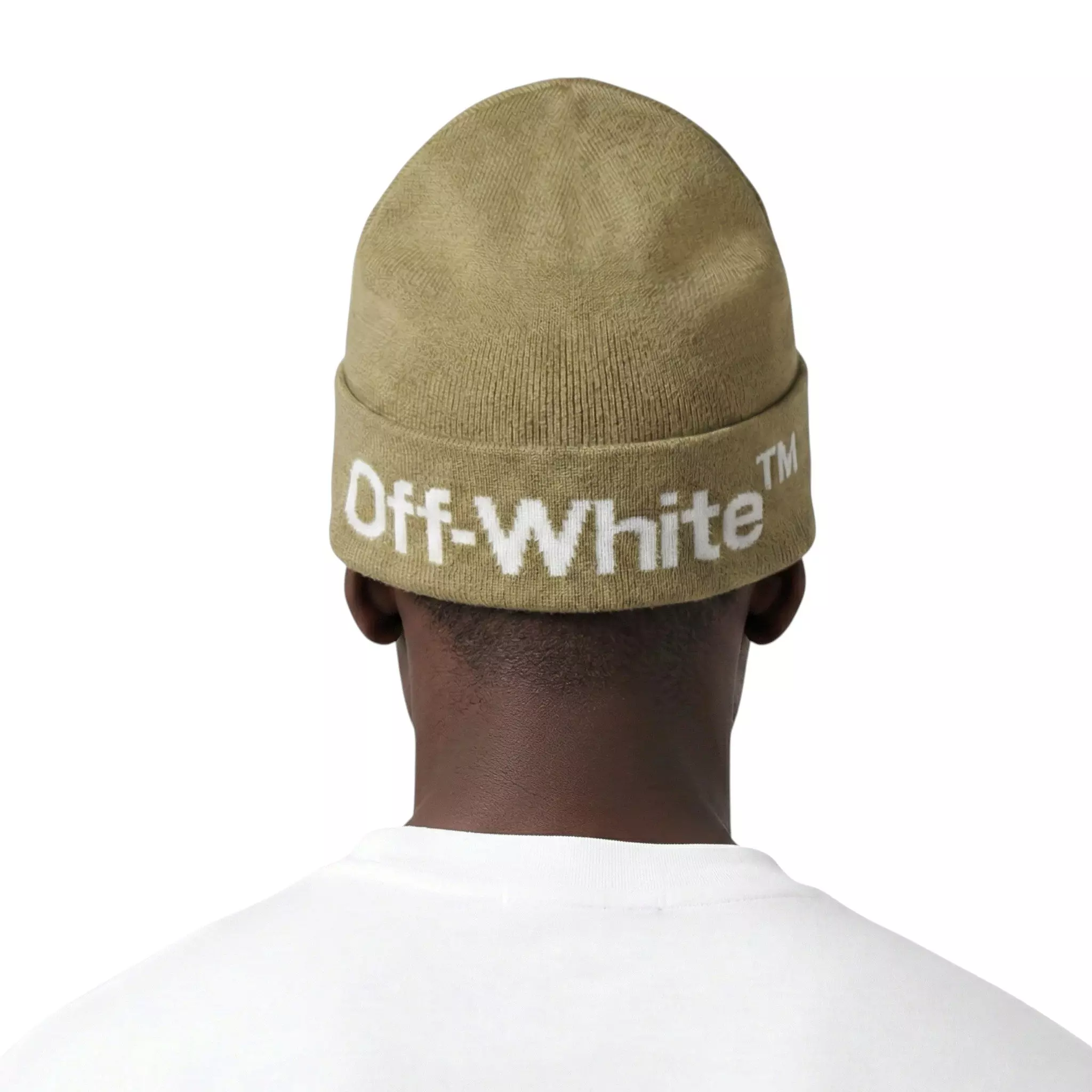 L/AB c/o Off-White Horizontal Contrast Logo Cuff Beanie - Olive - OLIVE