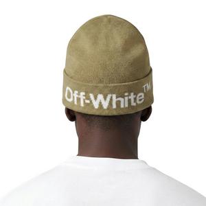 L/AB c/o Off-White Horizontal Contrast Logo Cuff Beanie - Olive - OLIVE