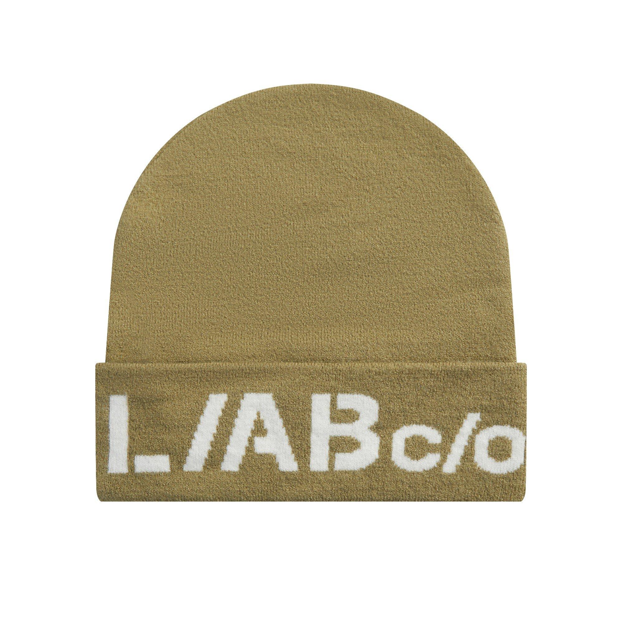 L/AB c/o Off-White Horizontal Contrast Logo Cuff Beanie - Olive - OLIVE