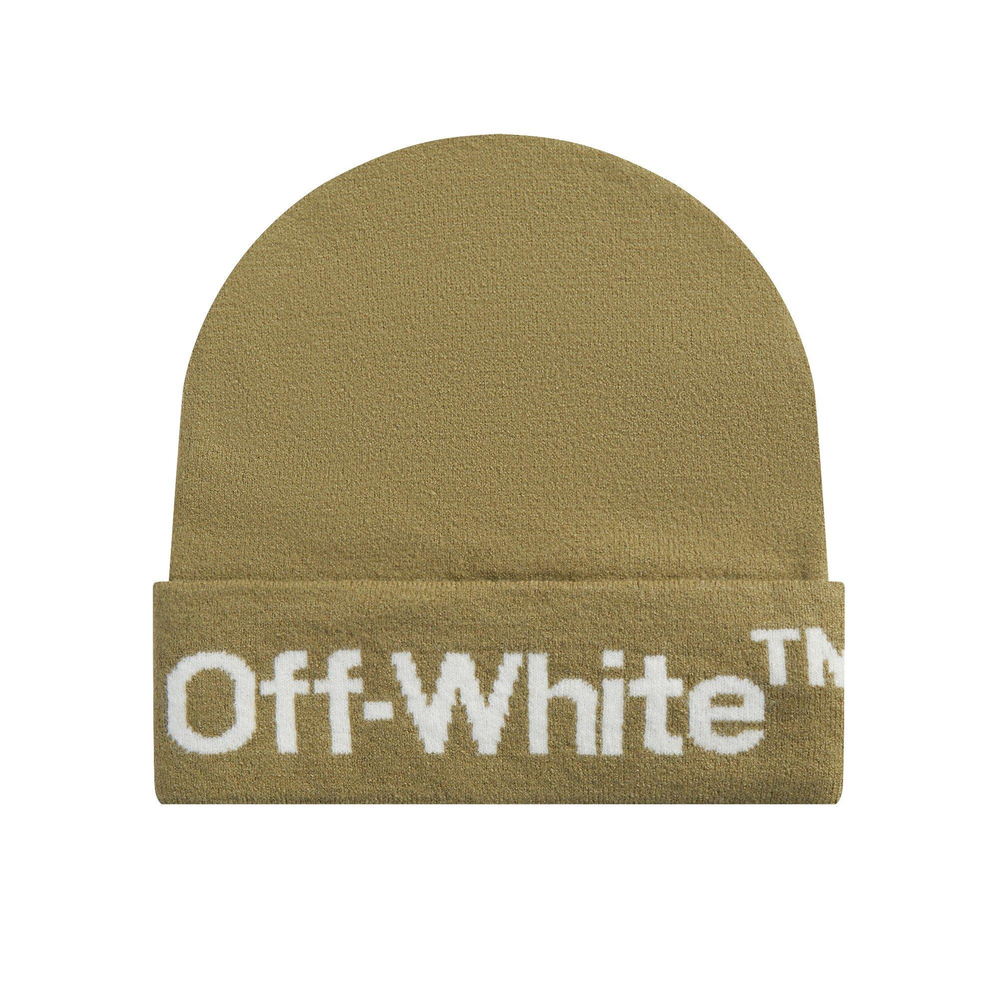 L/AB c/o Off-White Horizontal Contrast Logo Cuff Beanie - Olive - OLIVE