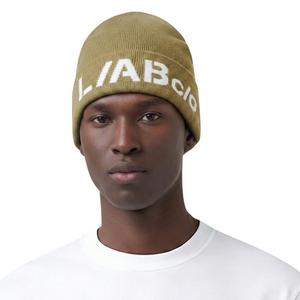 L/AB c/o Off-White Horizontal Contrast Logo Cuff Beanie - Olive - OLIVE