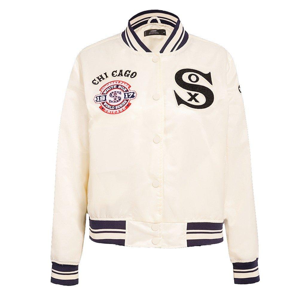 Pro Standard Women's Chicago White Sox Retro Classic Rib Satin Jacket - Eggshell - EGGSHELL Thumbnail View 1