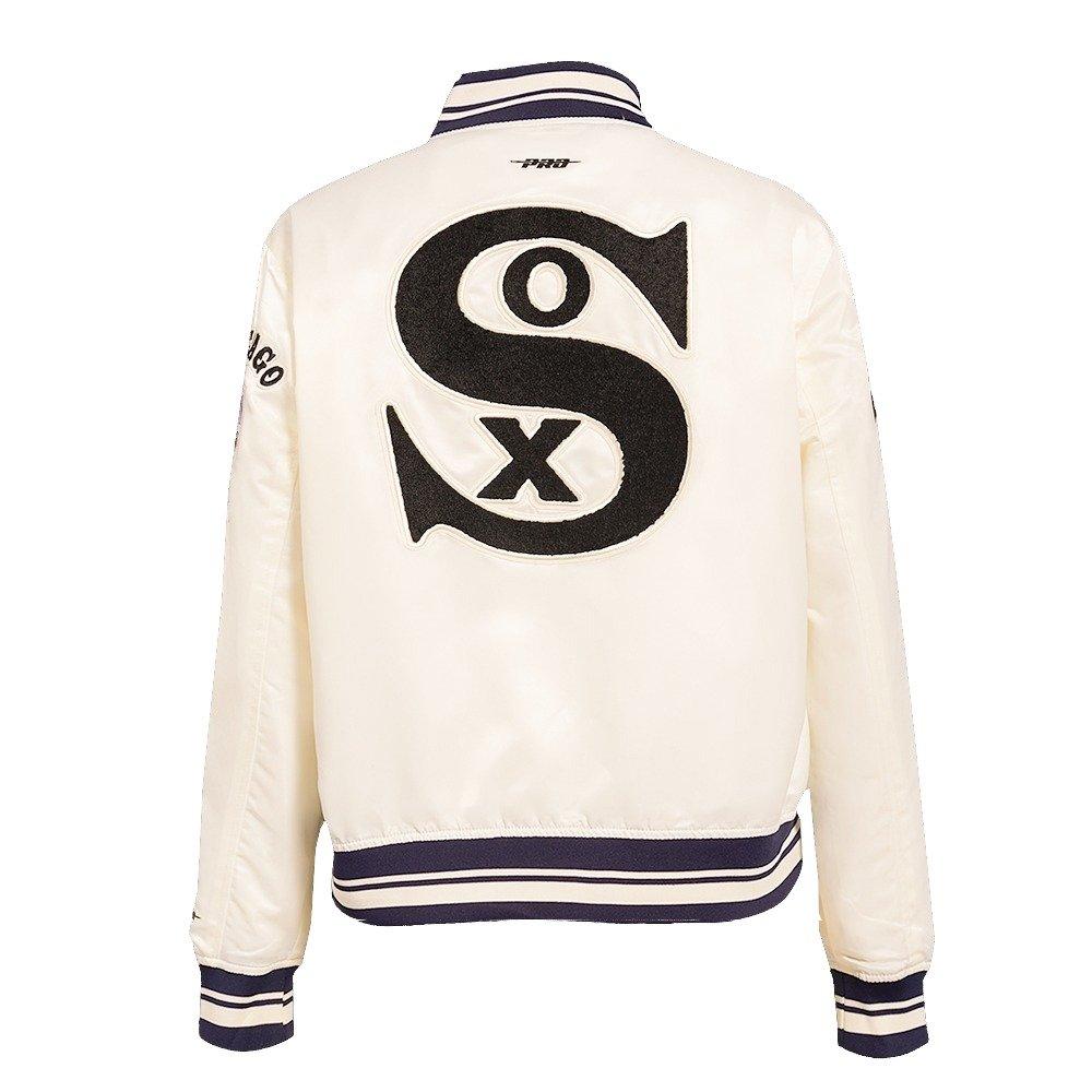 Pro Standard Women's Chicago White Sox Retro Classic Rib Satin Jacket - Eggshell - EGGSHELL Thumbnail View 2