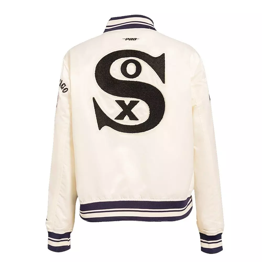 Pro Standard Women's Chicago White Sox Retro Classic Rib Satin Jacket - Eggshell - EGGSHELL