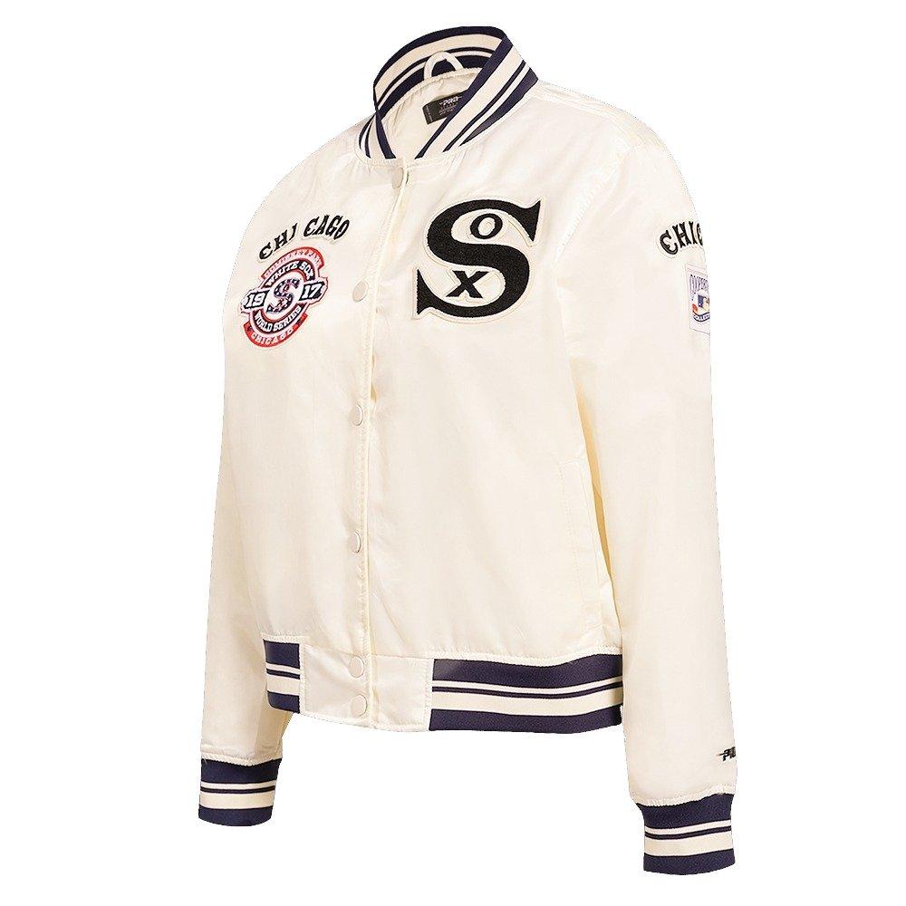 Pro Standard Women's Chicago White Sox Retro Classic Rib Satin Jacket - Eggshell - EGGSHELL Thumbnail View 3