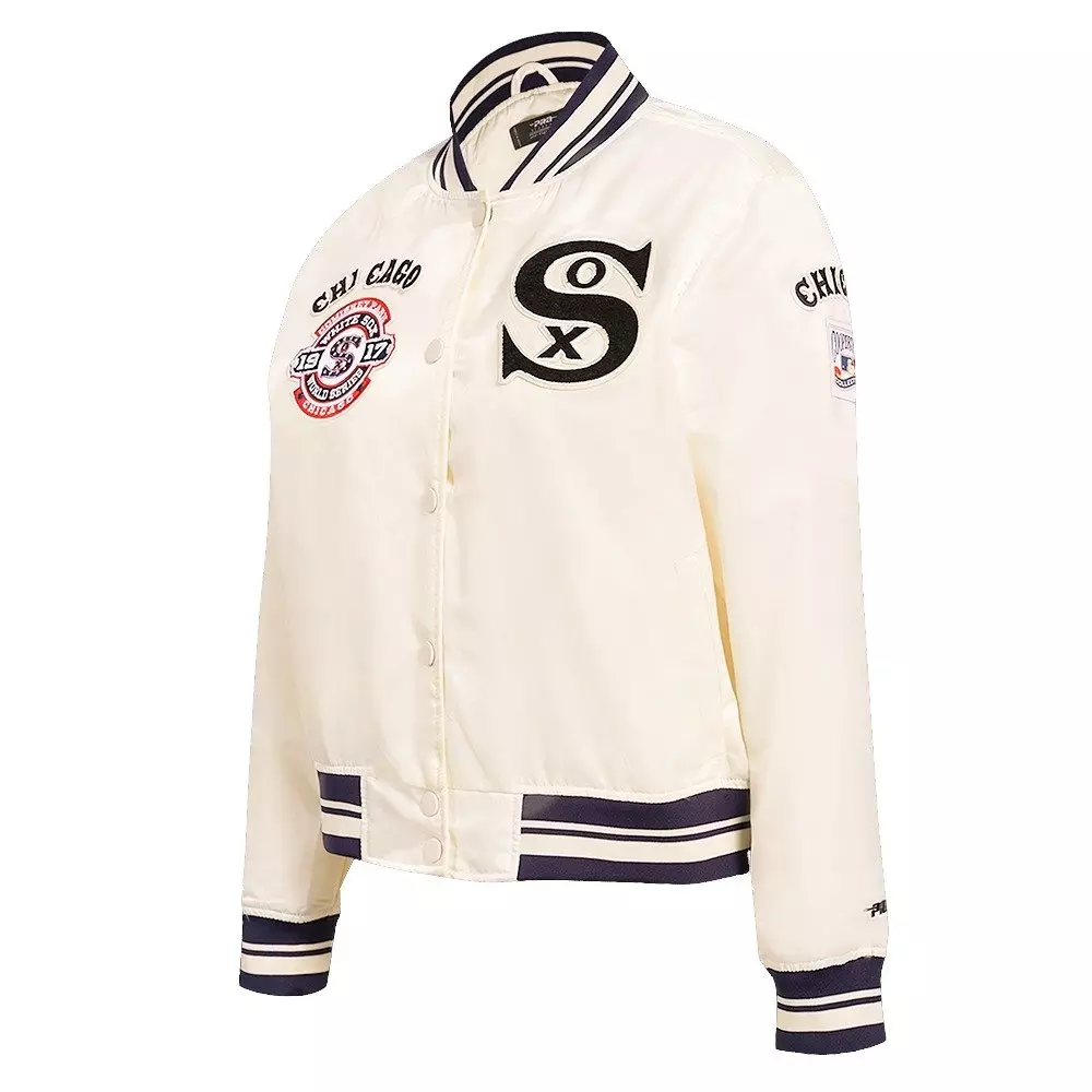 Pro Standard Women's Chicago White Sox Retro Classic Rib Satin Jacket - Eggshell - EGGSHELL