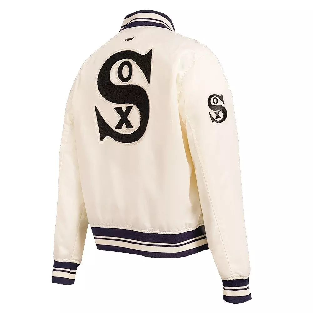 Pro Standard Women's Chicago White Sox Retro Classic Rib Satin Jacket - Eggshell - EGGSHELL