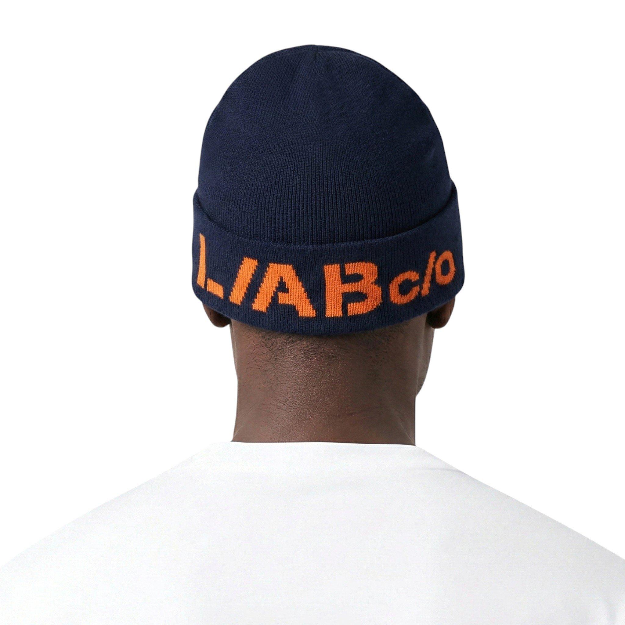 L/AB c/o Off-White Horizontal Contrast Logo Cuff Beanie - Black/Orange - BLACK/ORANGE