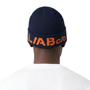 L/AB c/o Off-White Horizontal Contrast Logo Cuff Beanie - Black/Orange - BLACK/ORANGE