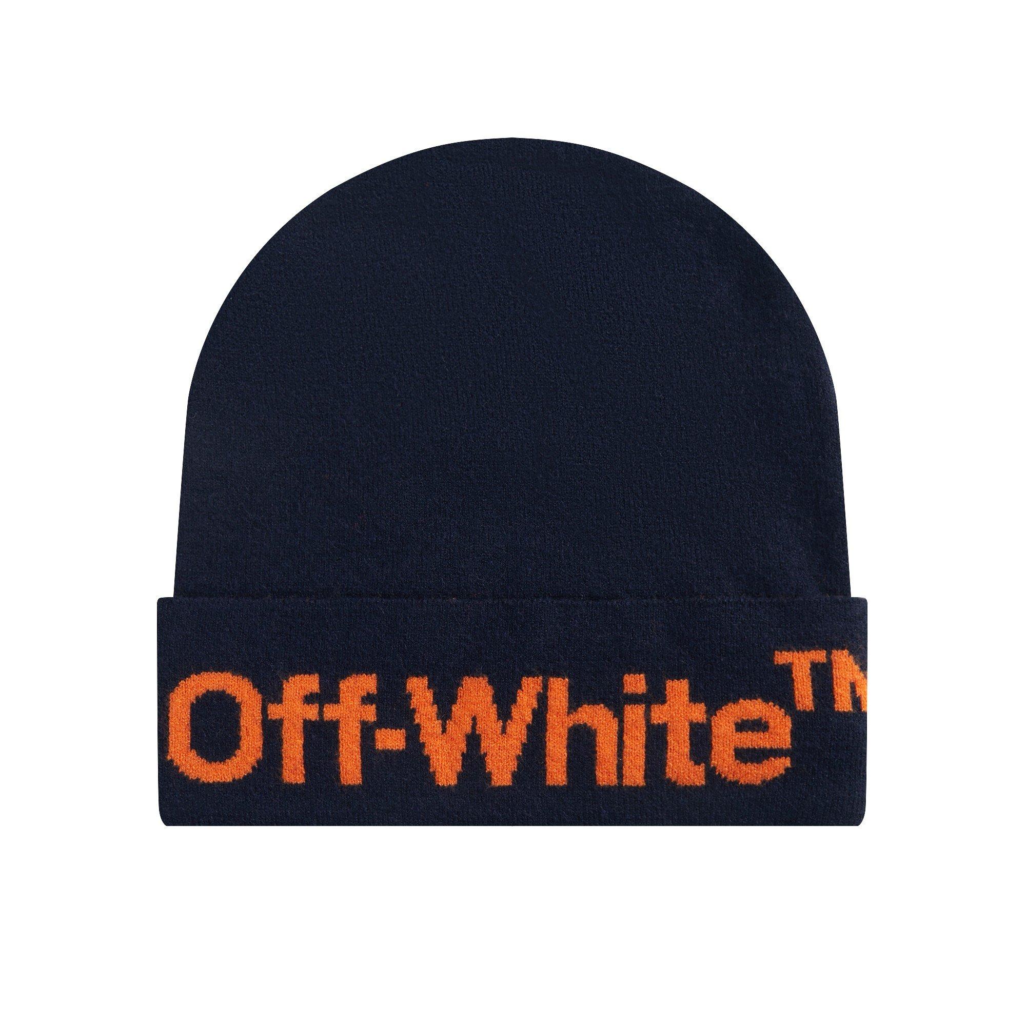 L/AB c/o Off-White Horizontal Contrast Logo Cuff Beanie - Black/Orange - BLACK/ORANGE