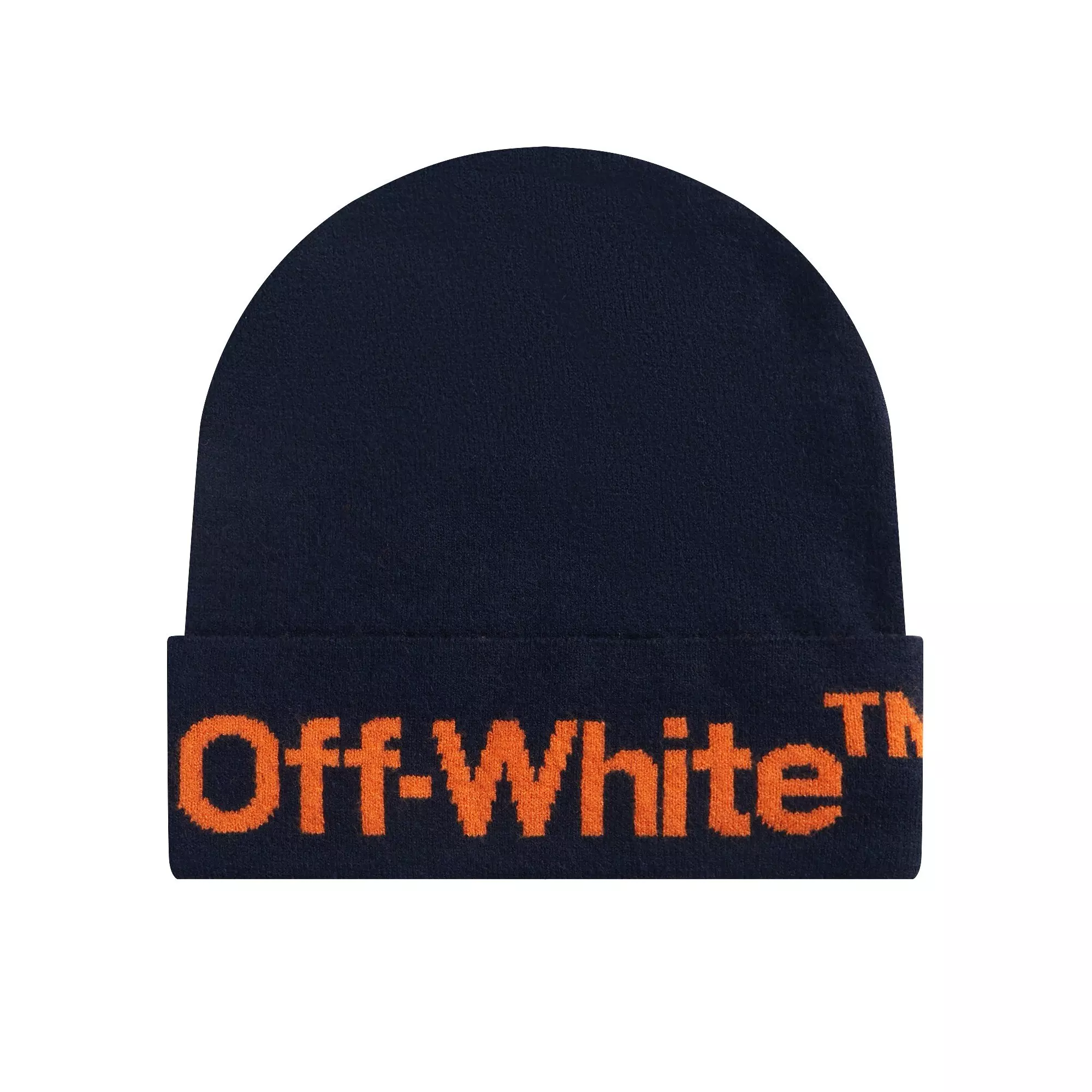L/AB c/o Off-White Horizontal Contrast Logo Cuff Beanie - Black/Orange - BLACK/ORANGE