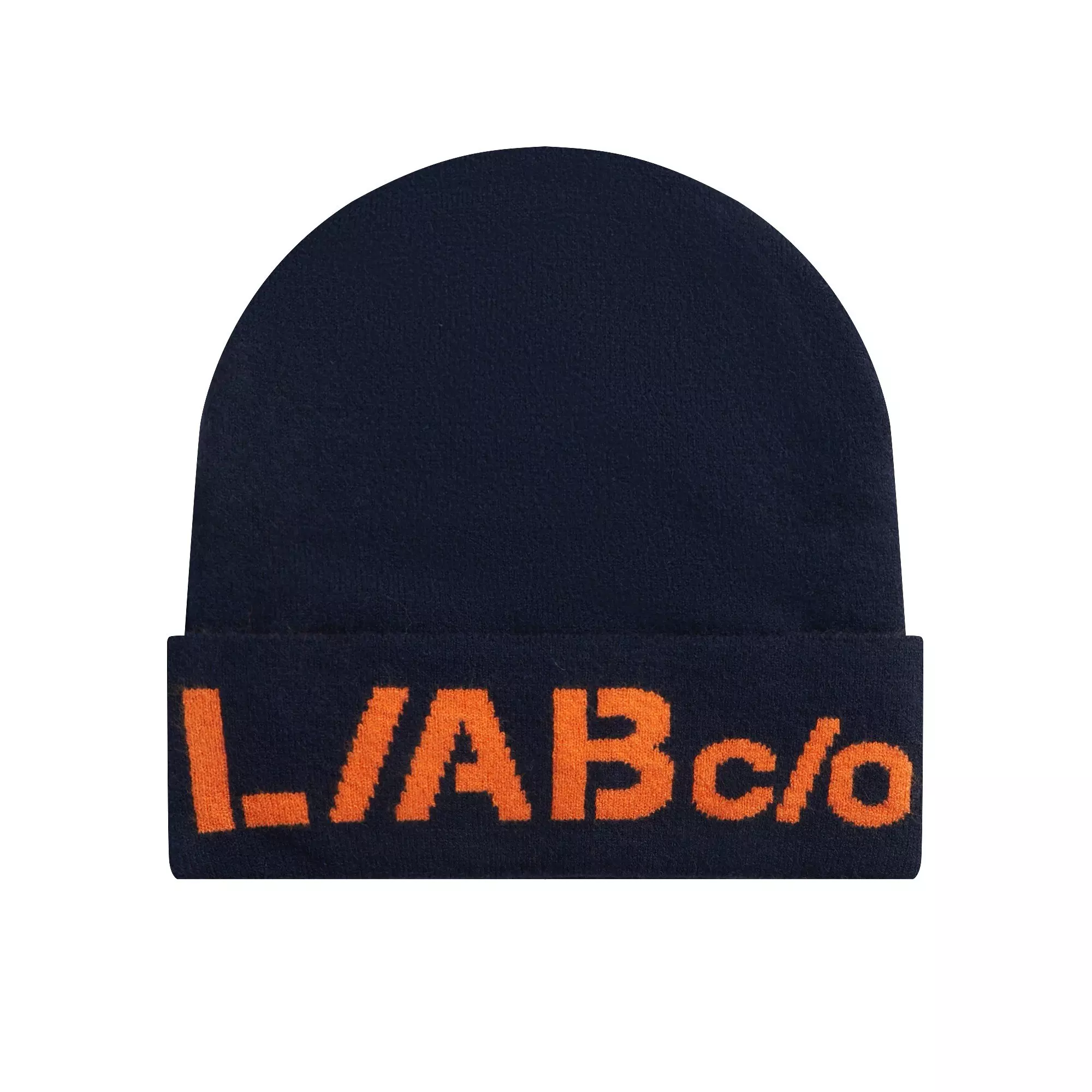 L/AB c/o Off-White Horizontal Contrast Logo Cuff Beanie - Black/Orange - BLACK/ORANGE