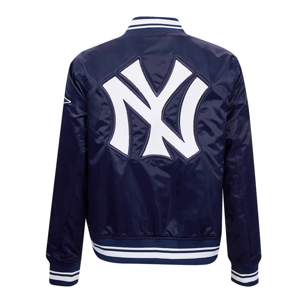 Pro Standard Women's New York Yankees Retro Classic Rib Satin Jacket - Navy - NAVY Thumbnail View 2