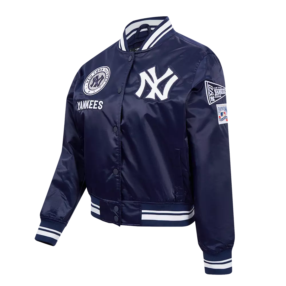 Pro Standard Women's New York Yankees Retro Classic Rib Satin Jacket - Navy - NAVY