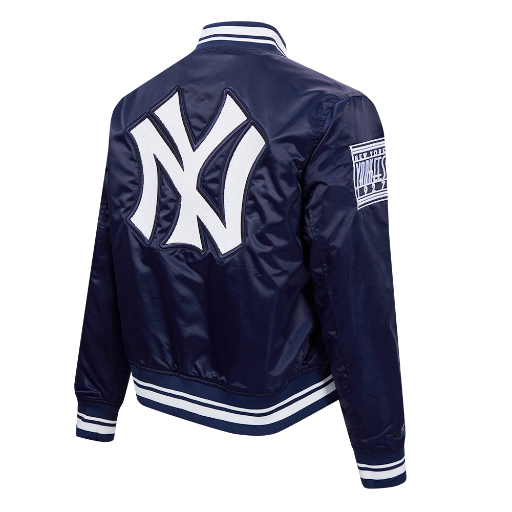 Pro Standard Women's New York Yankees Retro Classic Rib Satin Jacket - Navy - NAVY Thumbnail View 4