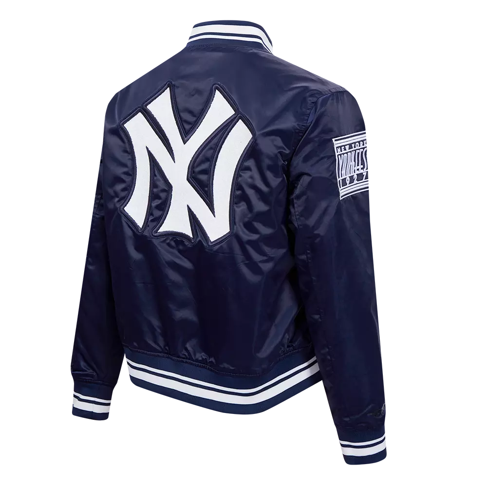 Pro Standard Women's New York Yankees Retro Classic Rib Satin Jacket - Navy - NAVY