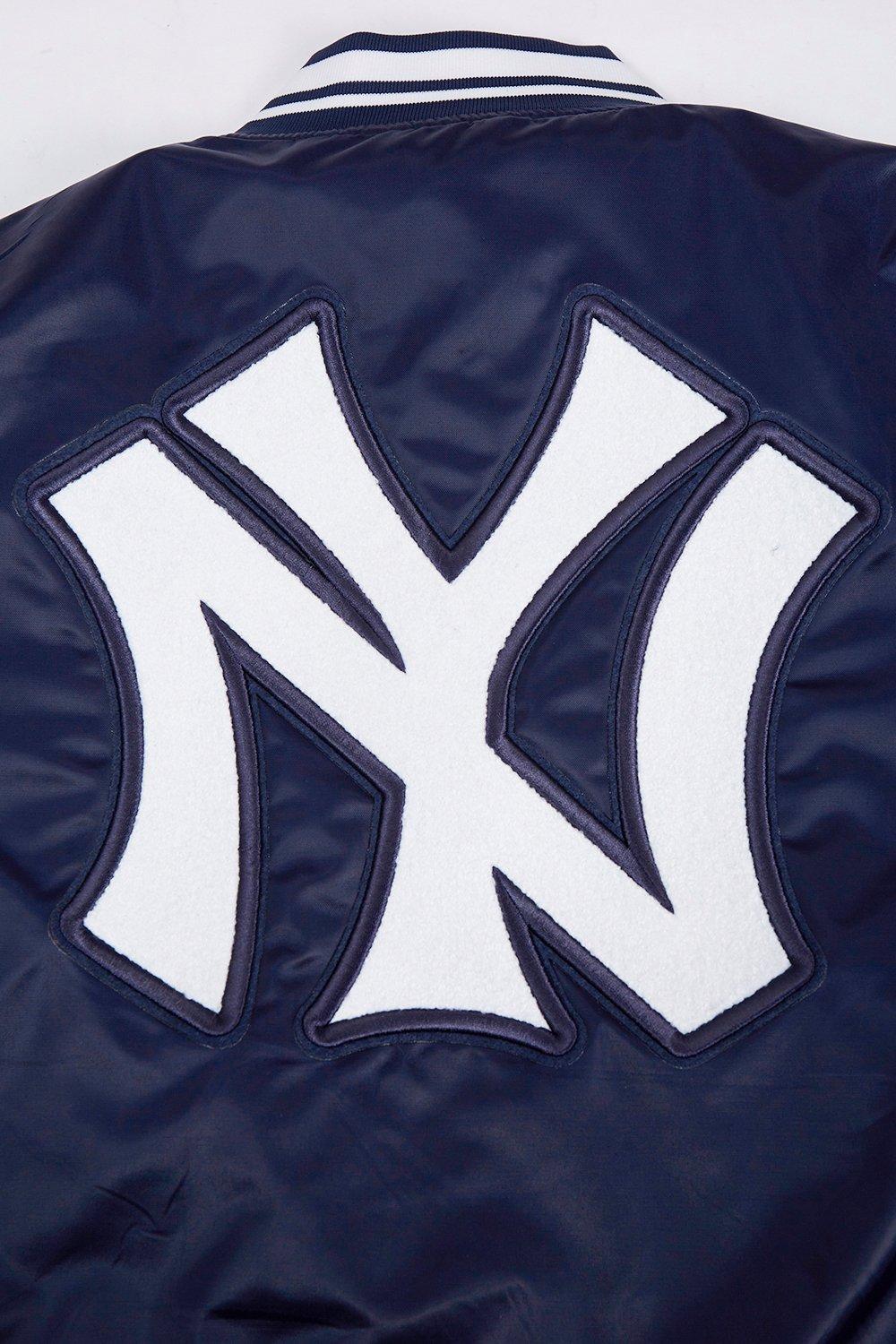 Pro Standard Women's New York Yankees Retro Classic Rib Satin Jacket - Navy - NAVY Thumbnail View 5