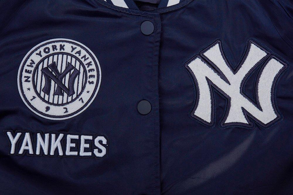 Pro Standard Women's New York Yankees Retro Classic Rib Satin Jacket - Navy - NAVY Thumbnail View 8
