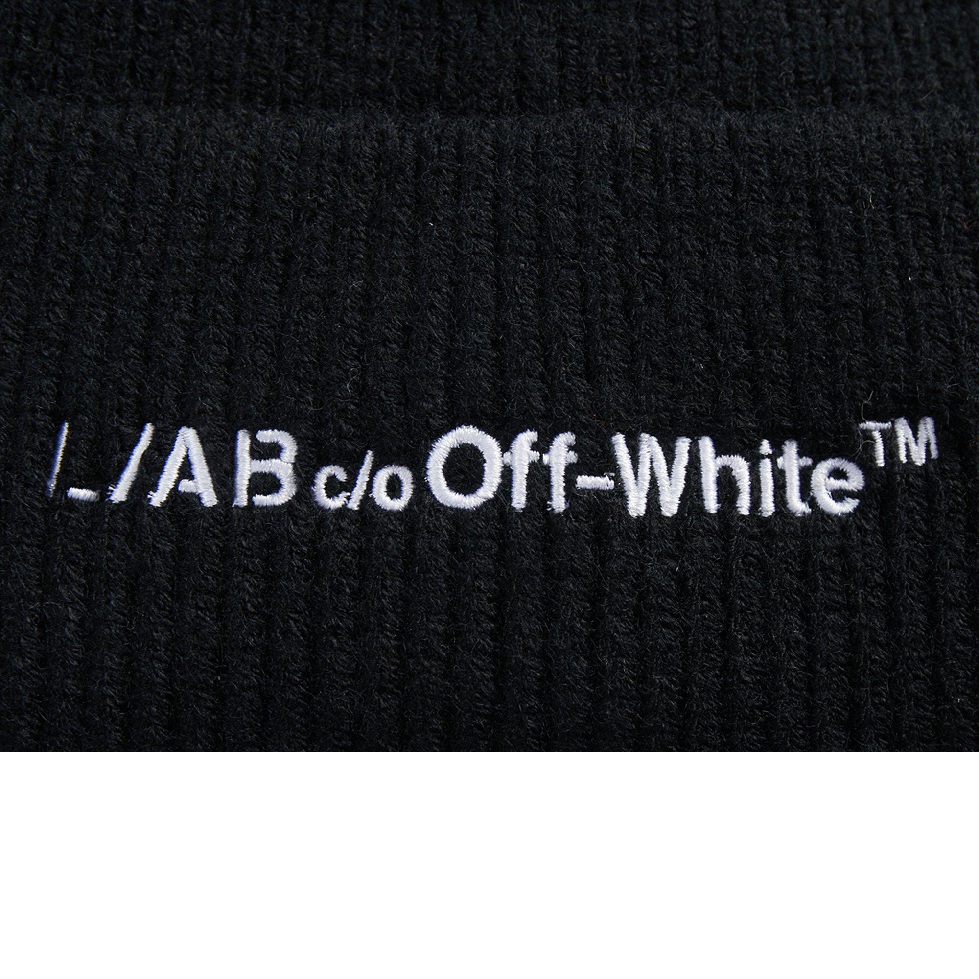 L/AB c/o Off-White Horizontal Embroidered Cuff Beanie - Black - BLACK